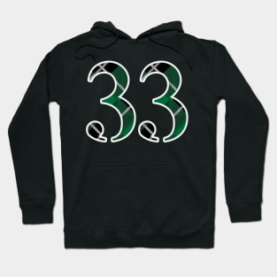 33 Sports Jersey Number Green Black Flannel Hoodie